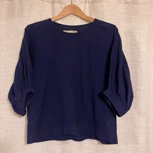 Navy French Linen Women's Top
